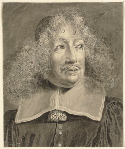 Hoofd- en schouderportret van een man, gekopieerd van een zeventiende-eeuwse prent door John Sparrow