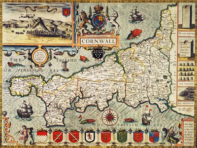 Kaart van Cornwall uit 