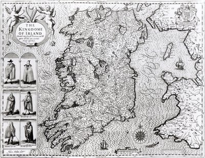 Het Koninkrijk Ierland, gegraveerd door Jodocus Hondius (1563-1612), 