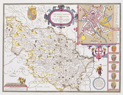 The West Ridinge of Yorkeshyre, gegraveerd door Jodocus Hondius (1563-1612) uit John Speed