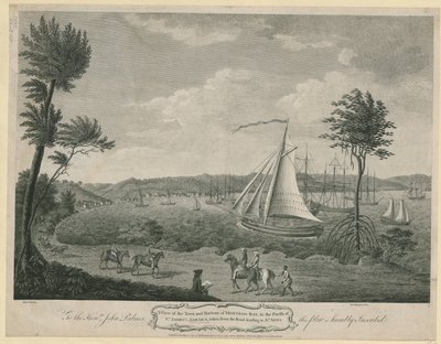 Een uitzicht op de stad en haven van Montego Bay, in de parochie van St. James, Jamaica: genomen vanaf de weg naar St. Ann
