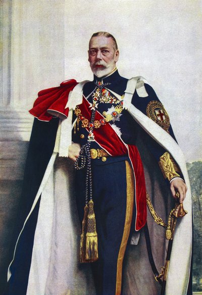 Portret van George V, Soeverein van de Orde van de Kousenband door John St. Helier (after) Lander