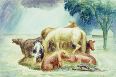 Heiligdom, c.1936 (aquarel op papier) door John Steuart Curry