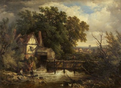 Een molenbeek in Surrey door John Syer