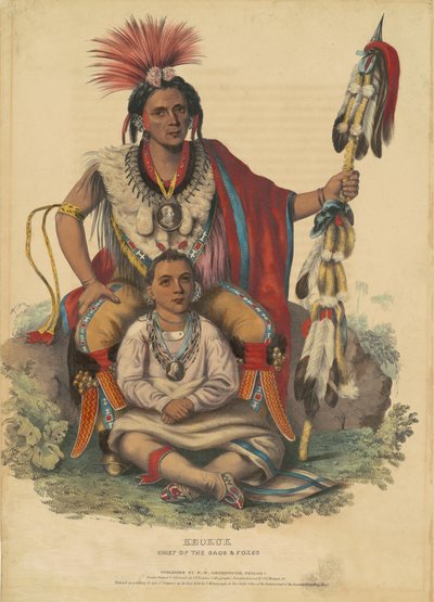 Keokuk, hoofd van de Sacs en Foxes, 1838 door John T. Bowen
