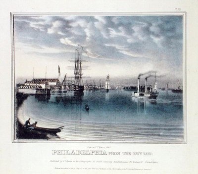 Philadelphia vanaf de marinewerf, c.1840 door John T. Bowen