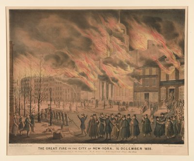 De grote brand van de stad New York, 16 december 1835 door John T. Bowen