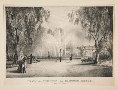 Uitzicht op de Fontein in Franklin Square, Philadelphia door John T. Bowen