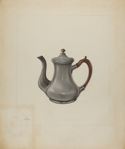 Pewter theepot door John Tarantino