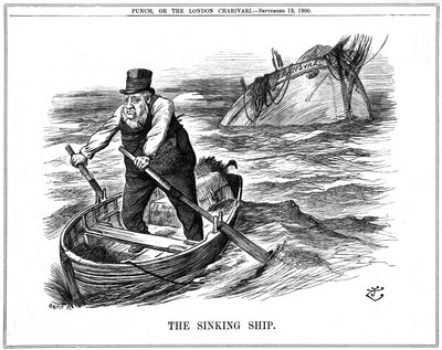 (Stephanus Johannes) Paulus Kruger bekend als Oom Paul. Zuid-Afrikaanse politicus. In de Tweede Boerenoorlog vond Kruger onderdak in Nederland. Cartoon door John Tenniel, 