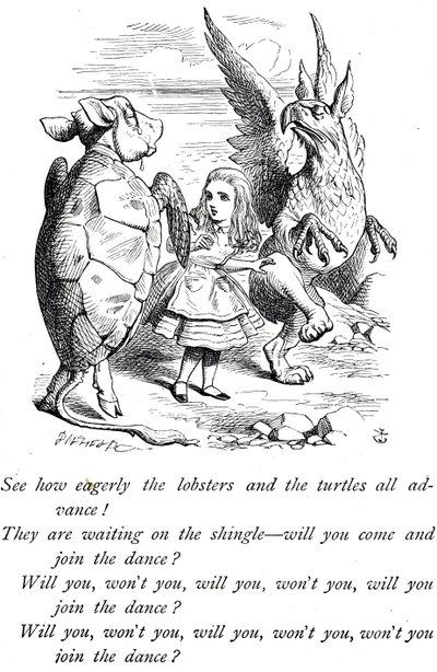 Alice, Mock Turtle en de Gryphon uit Alice