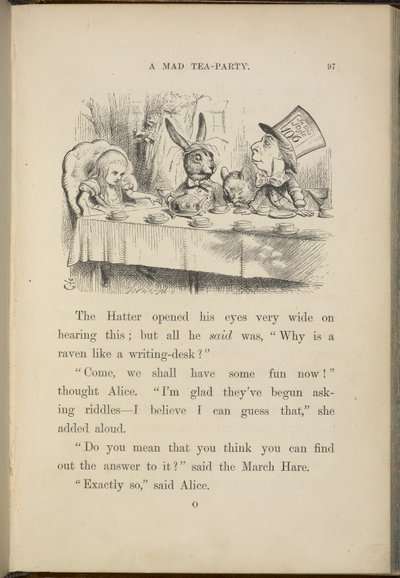 Alice op het theekransje van de Gekke Hoedenmaker door John Tenniel