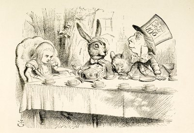 Alice op het theekransje van de Gekke Hoedenmaker. door John Tenniel