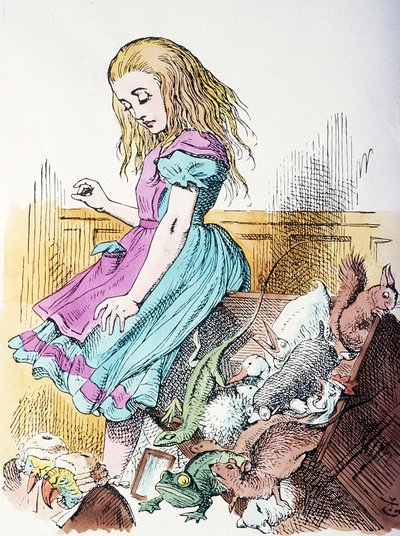 Alice omringd door dieren door John Tenniel