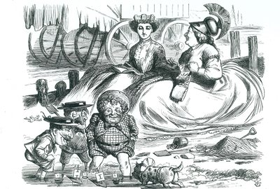Frankrijk en Groot-Brittannië kijken naar de kinderen (John Bull, Mr Punch en Napoleon III). Dit jaar markeerde 50 jaar vrede tussen Frankrijk en Groot-Brittannië en het begin van de Entente Cordiale. John Tenniel cartoon uit 