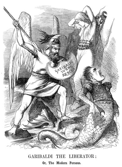 Giuseppe Garibaldi, verovering van Sicilië en Napels voor het nieuwe koninkrijk Italië, 1860 door John Tenniel