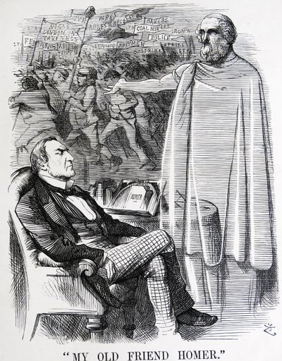 Politieke satire met William Ewart Gladstone en zijn 