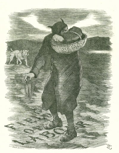 Onkruid zaaien: Angst dat het socialisme zich verspreidde onder de Britse arbeiders. John Tenniel cartoon uit Punch, Londen, 27 februari 1886 door John Tenniel