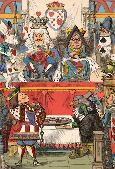 De koning en koningin van harten in de rechtbank, 1889 door John Tenniel