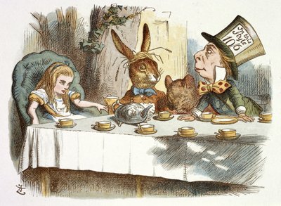 De theepartij van de Gekke Hoedenmaker door John Tenniel