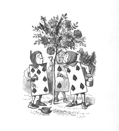 De speelkaarten schilderen de rozenstruiken, 1889 door John Tenniel