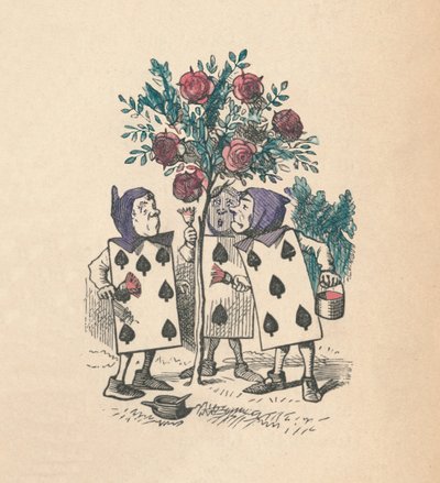 De speelkaarten schilderen de rozenstruiken, 1889 door John Tenniel
