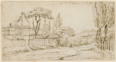 Aan het einde van Chenies St, Bedford Square, 20 juli 1793 door John Thomas Serres