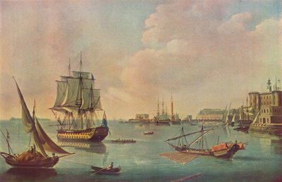 Engelse Oorlogsschepen in de Haven van Malta, ca. 1805 door John Thomas Serres