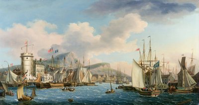 Leith Harbour, 1825 door John Thomas Serres