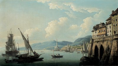 De Kust van Genua, met de Vuurtoren door John Thomas Serres