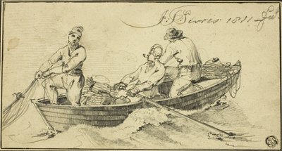 Drie Vissers in een Boot door John Thomas Serres