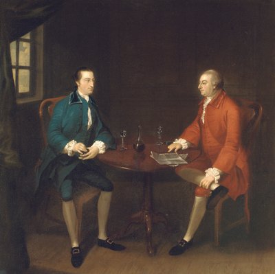 Twee heren aan een tafel door John Thomas Seton