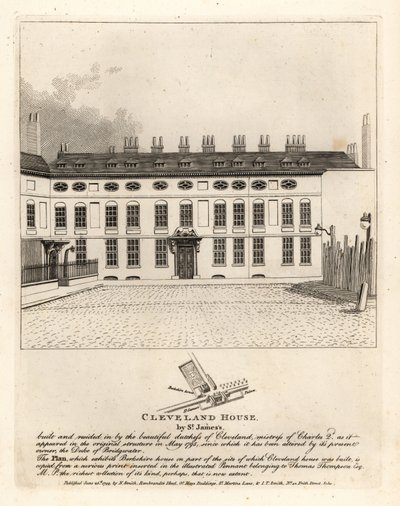 Cleveland House bij St James Palace, Londen door John Thomas Smith