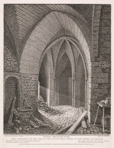 Oostelijke ingang van de cel in de zuidwestelijke toren van de Tower of London door John Thomas Smith