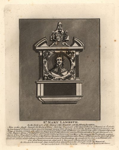 Grafbeeld van Robert Scott, legerofficier in de Zweedse en Deense diensten en militaire uitvinder, overleden 1631, St Mary Lambeth door John Thomas Smith