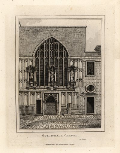 Guild-hall Kapel, herbouwd in 1440, deel van de 12e eeuw Guildhall in Londen door John Thomas Smith