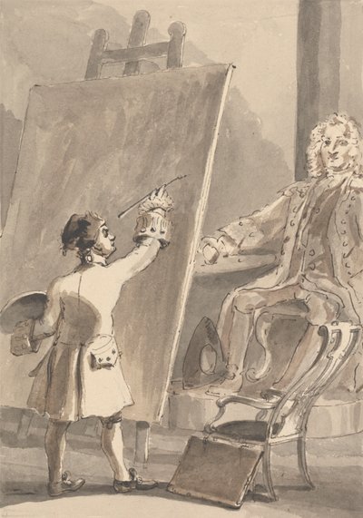 Hogarth schildert zijn portret van kapitein Coram voor het Foundling Hospital door John Thomas Smith