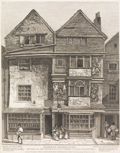 Huizen aan de zuidzijde van een straat genaamd London Wall door John Thomas Smith