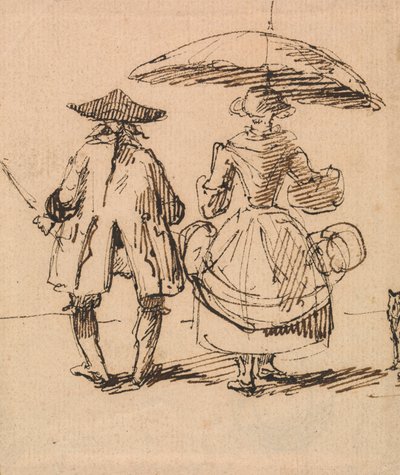 Joseph Nollekens R.A. en mevrouw Nollekens: De passer en de schuifmaat naast elkaar door John Thomas Smith