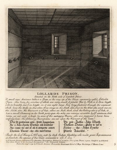 Lollards Gevangenis, in de toren van Lambeth Palace door John Thomas Smith