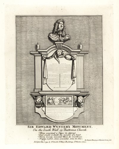 Monument van Sir Edward Wynter, overleden 1685, aan de zuidmuur van de St Mary