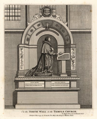 Monument voor advocaat Richard Martin, griffier van Londen (1570-1618), in de Temple Church door John Thomas Smith
