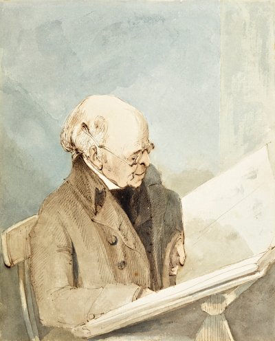 Mr Taylor, leerling van Hayman, in de prentenkamer van het British Museum, ca. 1820 door John Thomas Smith