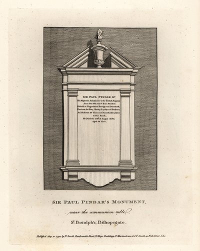 Monument van Sir Paul Pindar bij de communietafel in St Botolph