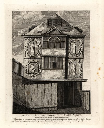 Sir Paul Pinders Lodge in Half Moon Alley door John Thomas Smith
