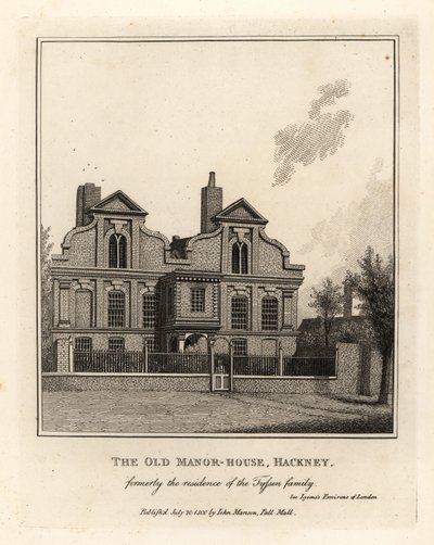 Het Oude Landhuis, Hackney, voorheen de residentie van de familie Tyssen door John Thomas Smith