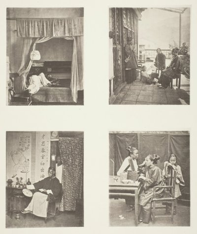 Een vleugje van de opiumpijp thuis, na het diner, lezen voor eer, de toilet, ca. 1868 door John Thomson