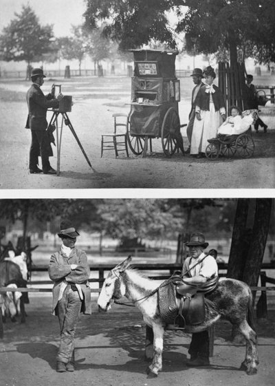 Fotografie op het plein en wachten op huur, 1876-77 door John Thomson