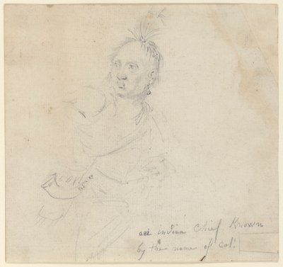 Kapitein Joseph Lewis van Louis, van de Oneida Indianen, studie voor door John Trumbull