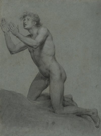 Schets van een mannelijk naakt - levensstudie door John Trumbull